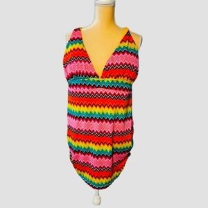 Coogi sz 1X Swim Tankini Top Swimsuit Rouched Sides T27